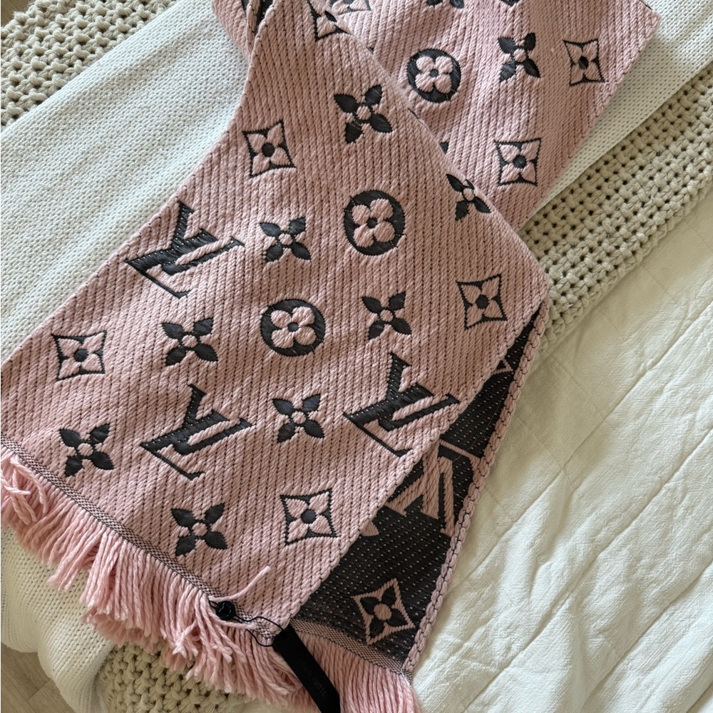Pink and Black Patterned Scarf